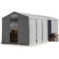 TOOLPORT Tendone deposito 6x12m Tendone Industriale con altezza laterale 4m telone in PVC 850 N grigio 100% impermeabile con portone scorrevole