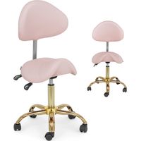 Taburete de estética - 51 - 65 cm - 150 kg - rosa pálido/dorado