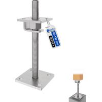 Lot de 4 Support de poteau flocon de zinc 70 x 70 mm 60-130 mm – Hauteur réglable – Platine bois pour pieds de clôture – Pied de poteau carré réglable – GeZu Impex