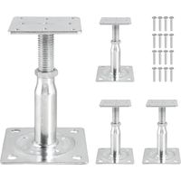 4 Supports De Poteau Réglables, Acier Galvanisé, Hauteur 100-150mm, Pour Clôture Et Pergola
