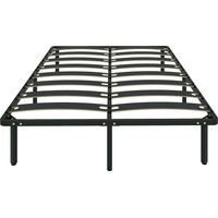 Estructura de Cama 140x190 cm con Marco de Acero Láminas de Álamo y Espacio de Almacenamiento Carga 500 kg Negro