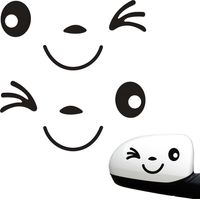 2 Pcs Autocollants de Visage Souriant, Autocollants de Voiture de Rétroviseur, Autocollants de Voiture pour Miroirs, Autocollants de Voiture Décoratifs Mignons, pour Rétroviseurs Extérieurs (Noir)