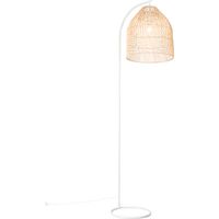 Qazqa – Lampadaire LED rustique blanc avec abat-jour en rotin – Hauteur 178 cm – Puissance 1 x 60W – Pour intérieur chaleureux