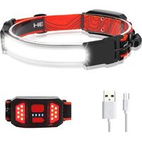 (Noir)Lampe Frontale LED 3 Modes 230º Large Faisceau 1000LM Étanche Réglable Bandeau avec Feux Arrière Rouge