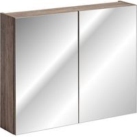 Cabinet en bois avec miroir Rosario Oak - Marron - H 65 x L 80 x P 17 cm - Livraison gratuite