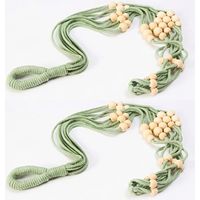 2-delige set verstelbare hangnetten — Handgeweven plantenhangers — Plantenstandaards & opberghangers — Decoratieve hangmanden voor de tuin (Groen)