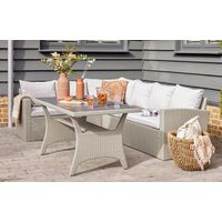 Mint Essentials Stockholm Outdoor Lounge Set- 5 Seats Removable Cushions Garden Rattan- Grey