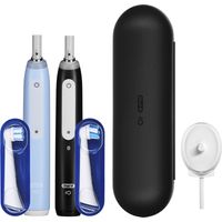 Oral-B iO3 Serie Elektrische Zahnbürsten-Doppelpackung Wiederaufladbar Für Erwachsene 2 Bürstenköpfe enthalten 3 Putzmodi Matt Schwarz/Eisblau