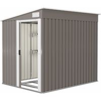 Capanno Attrezzi Metallo 1,5x2m Porta Scorrevole Tetto Inclinato Grigio Chiaro