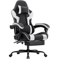 Gaming Stuhl Ergonomischer Gaming Sessel mit Lendenstütze, Atmungsaktiver PU-Leder Bürostuhl,Bequemer Computerstuhl, belastbar 200KG,Sitzhöhe und Rückenlehne verstellbar Schwarzweiß