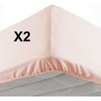 Lot de 2 Draps housse bonnet 30 cm 2 personnes 140 x 190 cm microfibre Oscar Nude