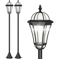Set 2 Lampioni Solari per Giardino con 2 LED e Accensione Automatica, Nero
