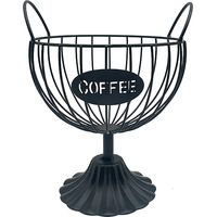Kaffeeweißer mit großem Fassungsvermögen – Organizer für die Arbeitsplatte zur Aufbewahrung von Pads, Espresso, Kapseln und Kaffeeweißer – Kaffeedekor (Schwarz)
