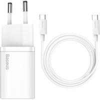 Cargador de pared rápido Si 25 W 3 A con cable USB-C de 1 m, blanco