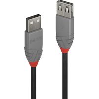 LINDY USB-Kabel USB 2.0 USB-A Stecker, USB-A Buchse 0.20 m Schwarz, Grau 36700