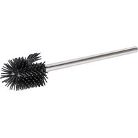 WENKO Brosse WC silicone double de rechange, Brosse WC noire avec manche en acier inox, Ø 7,5x35 cm, Noir - Brillant