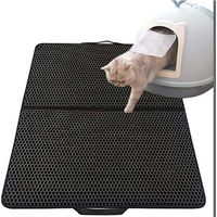 Litière pour chat,Tapis Litière Chat Bac à Litière pour Chats, Imperméable Non Toxique EVA,Double Couche en Nid d'abeille Design 30x45cm,Noir Litière pour chat