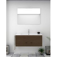 Badezimmer-Set Florenz Schubladen - 8 verschiedene Farben - 14 Größen - inkl. Möbel, Waschbecken und Spiegel - Evasion Eiche 80x40Cm