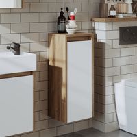 Roomart MINI-50 Hochschrank Bad 30 cm breit, Weiß-Eiche