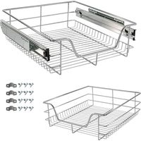 Arebos – Tiroir télescopique 50 cm – Capacité de charge 20 kg – Rail amortissant pour traction silencieuse – Pour cuisine et rangement