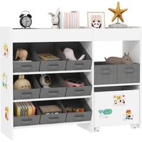 Organizador Infantil con 11 Cestas Extraíbles Compartimentos y Láminas de Pegatinas 105x30x80 cm Blanco