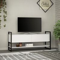 Decortie Metola Modern TV Stand Multimedia Centre TV Unit With Storage Cabinet 130cm -White