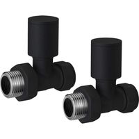 Matt Black Modern Straight Radiator Valves Rad Heated Towel Rail Pair 15mm 1/2
