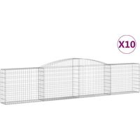 Paniers à gabions clôture cage mur de soutènement arqués 10 pcs 400 x 30 x 80/100 cm fer galvanisé Argent