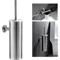 Escobillero Baño de pared con tapa Escobilla WC de Acero Inoxidable Cepillado, A prueba de salpicaduras, Antiolor, Con cepillo de limpieza de 360º