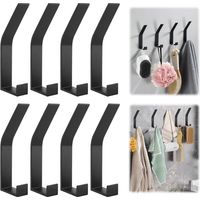 Lot de 8 Patères pour Mur, Noires, Patères Modernes, Porte-manteau avec vis Invisibles également Sans Perçage, Crochets à Serviettes pour Cuisine, Portes, Sacs à Main, Foyers, Foulards, Casque