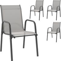 Ensemble de chaises de jardin de 4 chaises de patio empilables avec dossier respirant. Accoudoirs : charge 120 kg