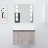 Meuble PROLINE 80 cm avec plan vasque et miroir Prestige- Bois- Plan vasque en Résine