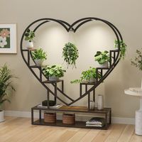 Blumenregal Innen 140 cm Herz Design, 8 Ebenen mit Pflanzenlampe, Pflanzenständer