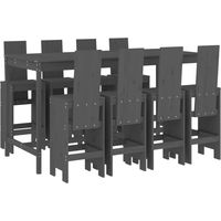 vidaXL Ensemble de bar de jardin 9 pcs gris bois de pin massif