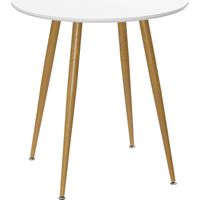 Mesa de Comedor Redonda para 2 Personas Mesa de Cocina Estilo Nórdico con Patas de Metal Ø72x75 cm Blanco Mate