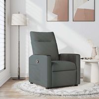 Vidaxl – Fauteuil inclinable gris foncé en tissu – Inclinaison manuelle jusqu'à 135° – Accoudoirs rembourrés – Poche latérale pratique