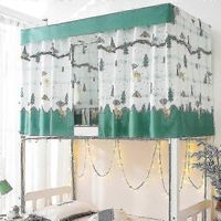 Rideau de lit imprimé pour dortoir avec corde et fermoir, tissu d'ombrage pour lit simple universitaire de 4/4,5 pouces (1,15 m, blanc et vert, motif bosquet)