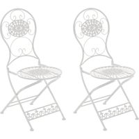 Lot de 2 Chaises de jardin pliables Mani en fer forgé Blanc
