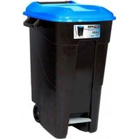 SCHWARZER BEHÄLTER MIT PEDAL 120 L-BLAUER DECKEL - 423024