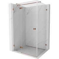 Mexen Lunar T cabina de ducha abatible izquierda 85 x 100 cm, transparente, oro rosa - 834T-085-100-60-00-L