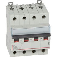 Legrand – Disjoncteur tétrapolaire 63A courbe C 10kA 400V AC – Bornes à vis pour peigne HX³ – Arrivée haute départ bas – 4 modules