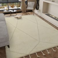Tapis en laine Berber Whispers - Tapis en laine - 230x160cm, Rectangular - 100% Laine vierge - Tufté main - Crème