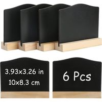 BEBUSINGOTO Paquet de 6 Mini panneaux de tableau noir, tableaux de craie de Notes de cuisine avec supports 10x7.5cm petit tableau noir