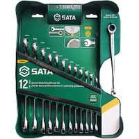 CHIAVI COMBINATE A DOPPIO CRICCHETTO SATA SET DA 13 PEZZI + CHIAVE A X
