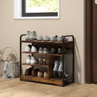 Scaffale portascarpe in metallo marrone con 4 ripiani, vano laterale alto, 70 x 30 x 65 cm