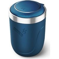 Cendrier Voiture - En Acier Inoxydable Et ABS - Avec Couvercle Pivotant Et Éclairage LED Bleu Intégré - Compatible Support Tasse Voiture - 1 Pièce
