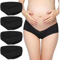 4Pcs Culotte Maternité de Grossesse, Sous-vêtements Enceintes, Culottes en Coton pour Femme, Noir