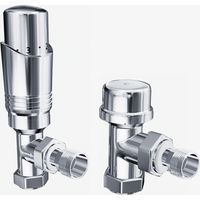 ELEGANT Chrome Angled Thermostatic Radiator Valve Set TRV Radiator Valves with Lockshield for Towel Rails Central Heating Radiators