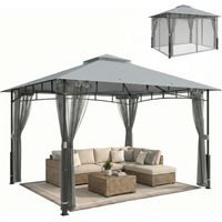 Carpa para Jardín con Techo Doble Cenador con Paredes de Malla UPF50+ para Exterior Terraza 360x300x275 cm Gris