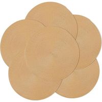 Set mit 6 runden Baumwoll-Tischsets, 38 cm, waschbar, hitzebeständig, fleckabweisend, Farbe Gold.